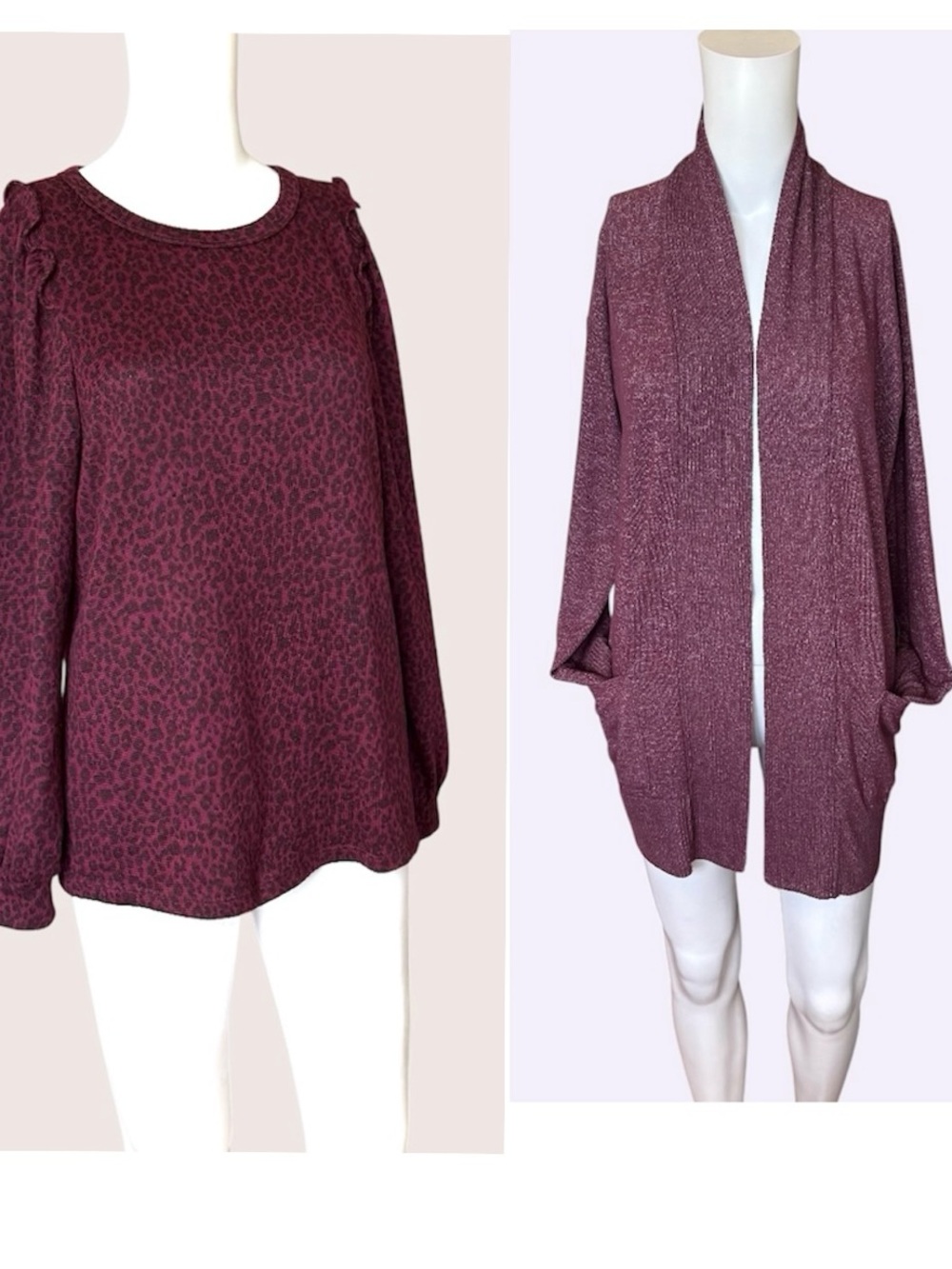 LOT of 2 Banana Republic & Hippie Rose Women’s Cardigan Sweater Sz M Burgundy